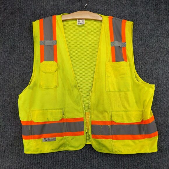 Radians Class 2 Level 2 Reflective Vest Mens Size 2X Green SV6G - Picture 2 of 13